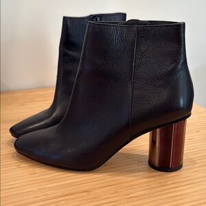 Zara Black Heeled Boots with Cylindrical Heel